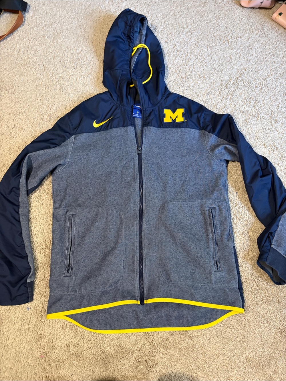 Nike Michigan Wolverines Full Zip Hooded Jacket Medium